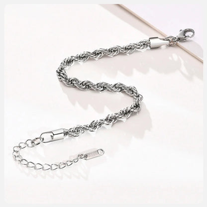 Unisex Rope Chain Bracelet | Stainless Steel Twisted Links | Women Men | USA