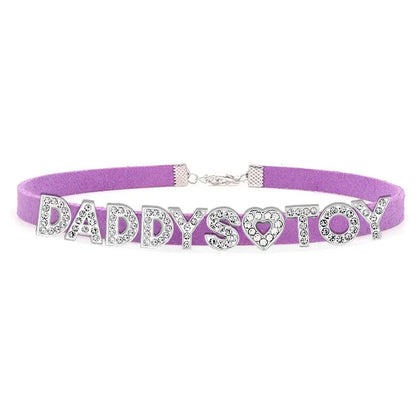 Fashion Rhinestone Letter DADDYS TOY Choker Necklace for Women Girls Korean Leather Collar Custom Personalized Sexy Neck Jewelry