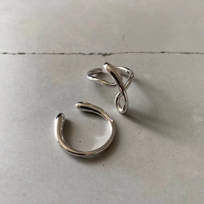 Sterling Silver Flower Bow Ring - Love Combination Adjustable Design