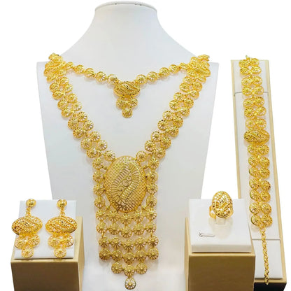 Luxury Dubai Gold Wedding Jewelry Set | African Bridal Gift 4-Piece | USA Australia