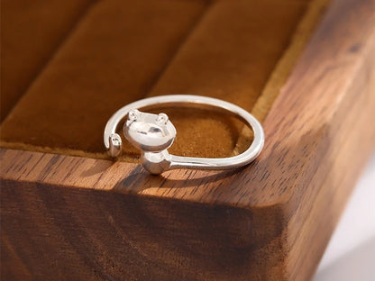 Cute Cat Sterling Silver Ring | Adjustable Animal Design | Women | USA Australia