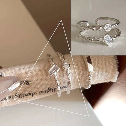 Sterling Silver Flower Lace Ring | CZ Adjustable Korean Fashion | Women | USA