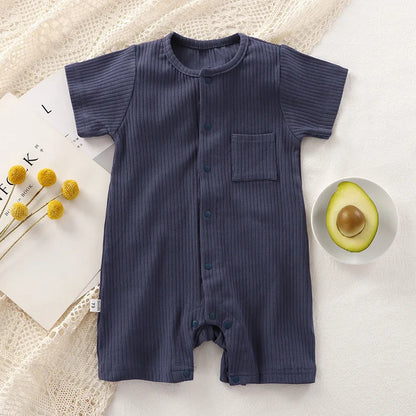 Organic Cotton Baby Romper - Unisex Short Sleeve Summer Bodysuit