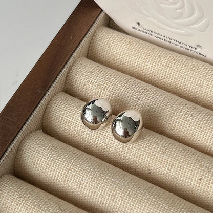 Punk Metal Big Ball Stud Earrings - Semicircle Geometric 2025 Fashion