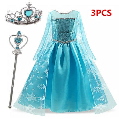 Girls Snow Queen Elsa Costume | Frozen Princess Dress 2025 | Carnival Party | USA