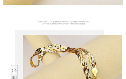 S925 Silver Necklace for Women Italian Craftsmanship Tri Color Silver Six Thread Woven Pure Collarbone Chain Fashion Jewelry