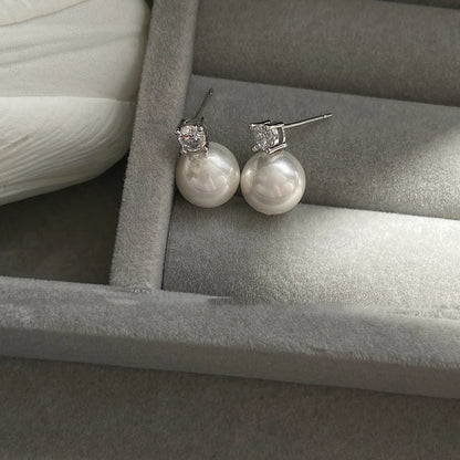 Classic Pearl Pendant Stud Earrings - Elegant Drop Earrings for Women