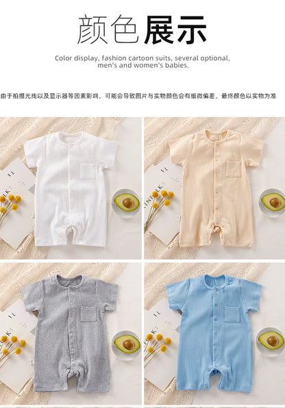 Organic Cotton Baby Romper - Unisex Short Sleeve Summer Bodysuit