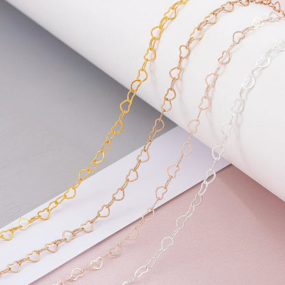5Meters 1Meter 3mm Necklace Love Heart Chain Silver Gold Copper Link Chains Bracelet for Jewelry Making DIY Components Handmade
