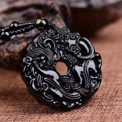 Green Jade Dragon Pendant Necklace | Hand-Carved Chinese Amulet | USA Australia