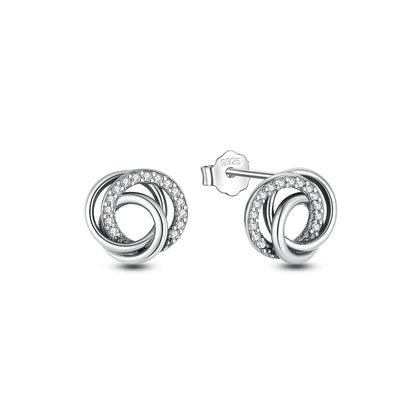 925 Sterling Silver Crystal Earrings - Rose Gold Crown Heart Bee Set