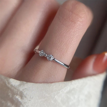 Sterling Silver Flower Bow Ring - Love Combination Adjustable Design