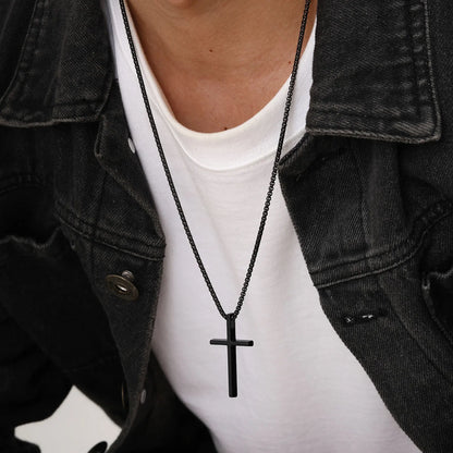 Stainless Steel Cross Necklace | Unisex Silver Pendant | Women Men | USA