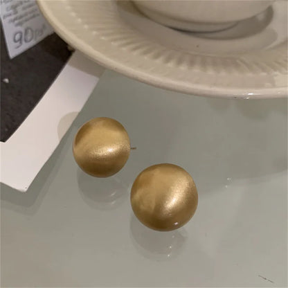 Punk Metal Big Ball Stud Earrings - Semicircle Geometric 2025 Fashion
