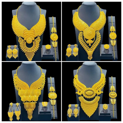 Luxury Dubai Gold Wedding Jewelry Set | African Bridal Gift 4-Piece | USA Australia