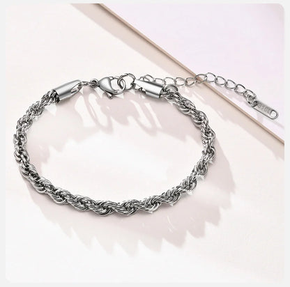 Unisex Rope Chain Bracelet | Stainless Steel Twisted Links | Women Men | USA
