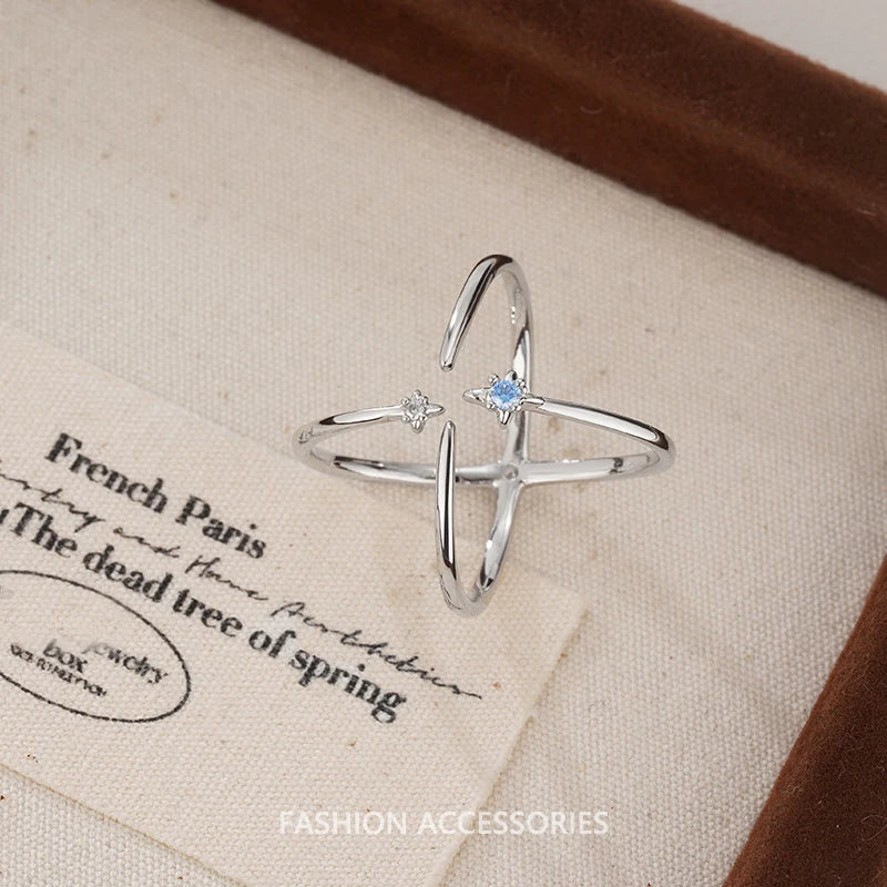 Sterling Silver Flower Lace Ring | CZ Adjustable Korean Fashion | Women | USA