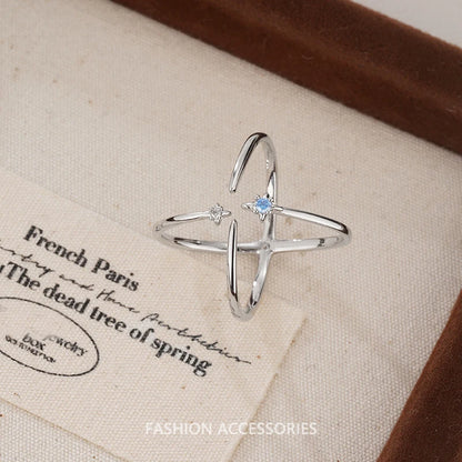 Sterling Silver Flower Lace Ring | CZ Adjustable Korean Fashion | Women | USA