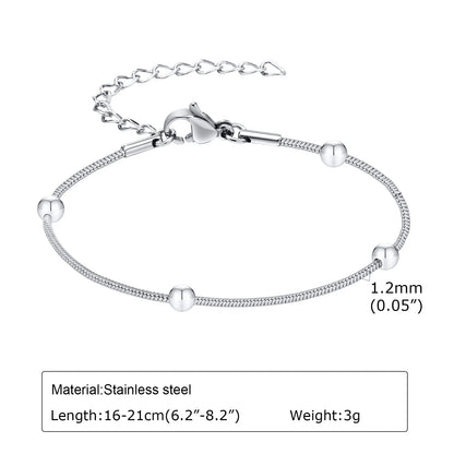 Stainless Steel Link Chain Bracelet | Silver Stackable Layered Set | USA