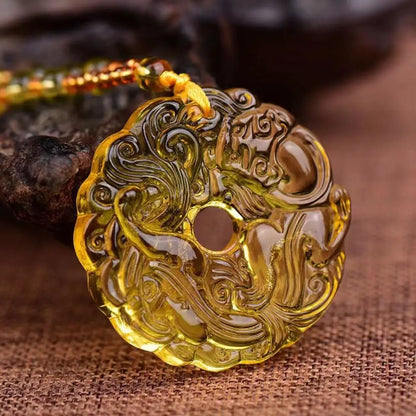Green Jade Dragon Pendant Necklace | Hand-Carved Chinese Amulet | USA Australia