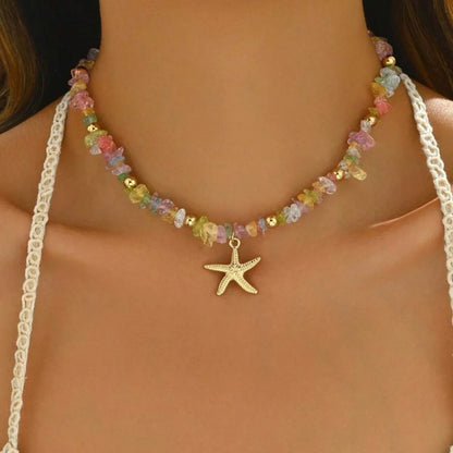 Bohemian Starfish Beach Necklace for Women | Pearl Beaded Choker | Summer | USA