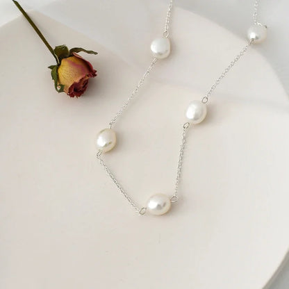 ASHIQI 925 Sterling Silver Baroque Pearl Necklace | Vintage Handmade | USA Australia