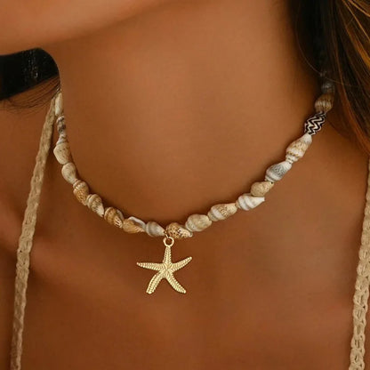 Bohemian Starfish Beach Necklace for Women | Pearl Beaded Choker | Summer | USA