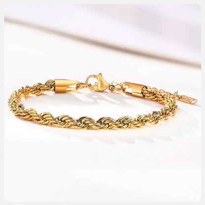 Unisex Rope Chain Bracelet | Stainless Steel Twisted Links | Women Men | USA