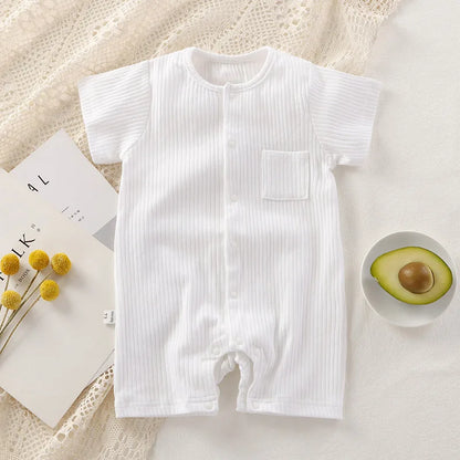 Organic Cotton Baby Romper - Unisex Short Sleeve Summer Bodysuit