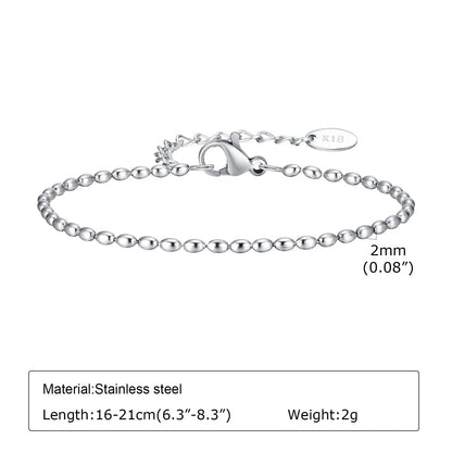 Stainless Steel Link Chain Bracelet | Silver Stackable Layered Set | USA