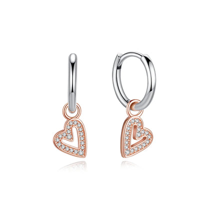 925 Sterling Silver Crystal Earrings - Rose Gold Crown Heart Bee Set