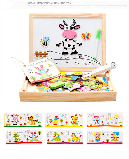 Wooden Magnetic Drawing Board | Animal Puzzle Learning Toy | Kids | USA Australia