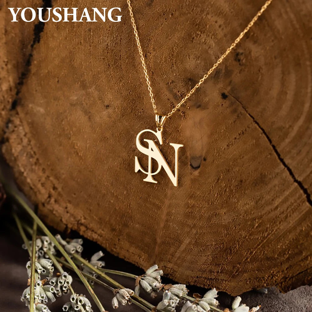 Personalized Couple's Initials Necklace | Stainless Steel Double Letter