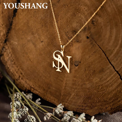 Personalized Couple's Initials Necklace | Stainless Steel Double Letter