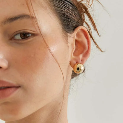 Punk Metal Big Ball Stud Earrings - Semicircle Geometric 2025 Fashion