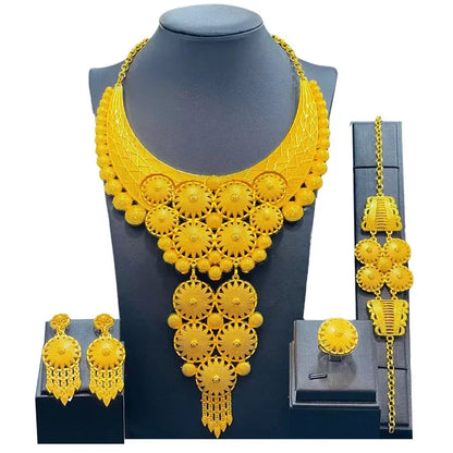Luxury Dubai Gold Wedding Jewelry Set | African Bridal Gift 4-Piece | USA Australia