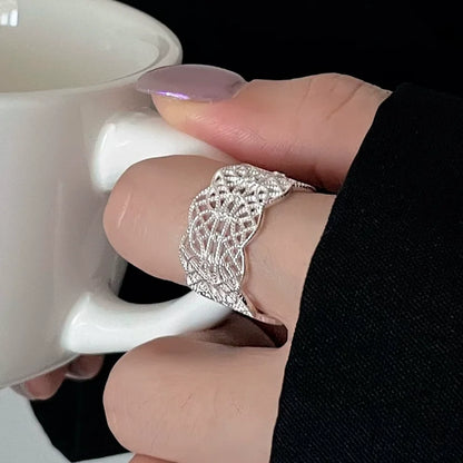 Sterling Silver Flower Lace Ring | CZ Adjustable Korean Fashion | Women | USA