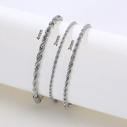 Unisex Rope Chain Bracelet | Stainless Steel Twisted Links | Women Men | USA