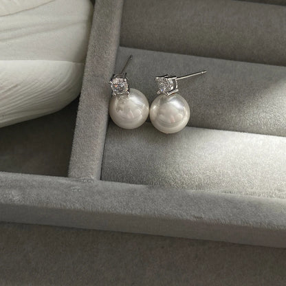 Classic Pearl Pendant Stud Earrings - Elegant Drop Earrings for Women