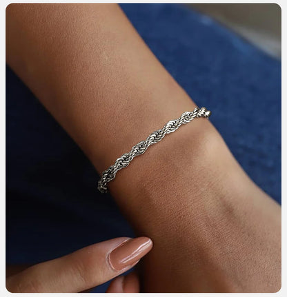 Unisex Rope Chain Bracelet | Stainless Steel Twisted Links | Women Men | USA