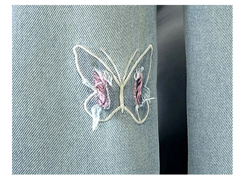 Girls Butterfly Ripped Jeans | Wide-Leg Pants Fashionable Slimming | Kids | USA