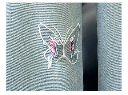Girls Butterfly Ripped Jeans | Wide-Leg Pants Fashionable Slimming | Kids | USA