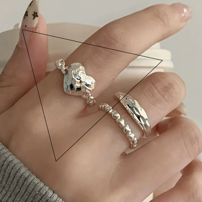 Sterling Silver Flower Lace Ring | CZ Adjustable Korean Fashion | Women | USA