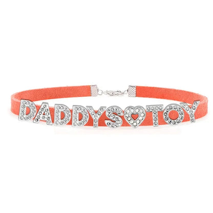 Fashion Rhinestone Letter DADDYS TOY Choker Necklace for Women Girls Korean Leather Collar Custom Personalized Sexy Neck Jewelry