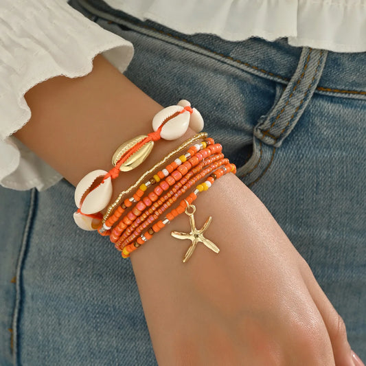 7-Piece Beach Bracelet Set | Shell Starfish Bohemian Stack | Women | USA