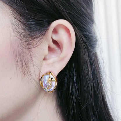 FENASY 925 Sterling Silver Jewelry Sets Big Baroque Natural Pearl Stud Earrings Custom Luxury Necklaces Rings For Women