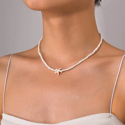Bohemian Starfish Beach Necklace for Women | Pearl Beaded Choker | Summer | USA