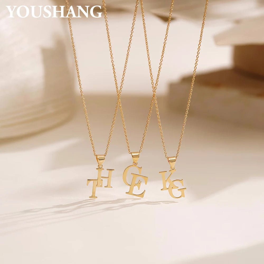 Personalized Couple's Initials Necklace | Stainless Steel Double Letter