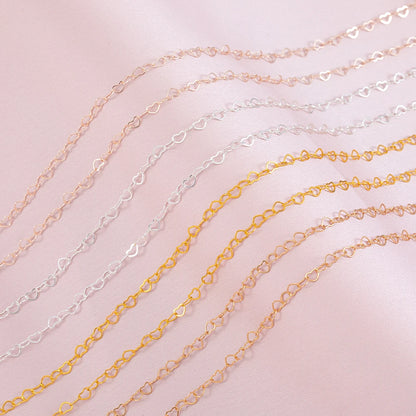5Meters 1Meter 3mm Necklace Love Heart Chain Silver Gold Copper Link Chains Bracelet for Jewelry Making DIY Components Handmade