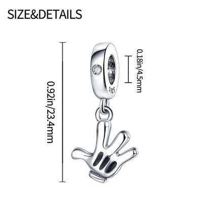 Cute Hand Pendant Charm Beads For Original 3mm 925 Silver Bracelet Necklace DIY Fine Jewellery Gifts Hot Sale